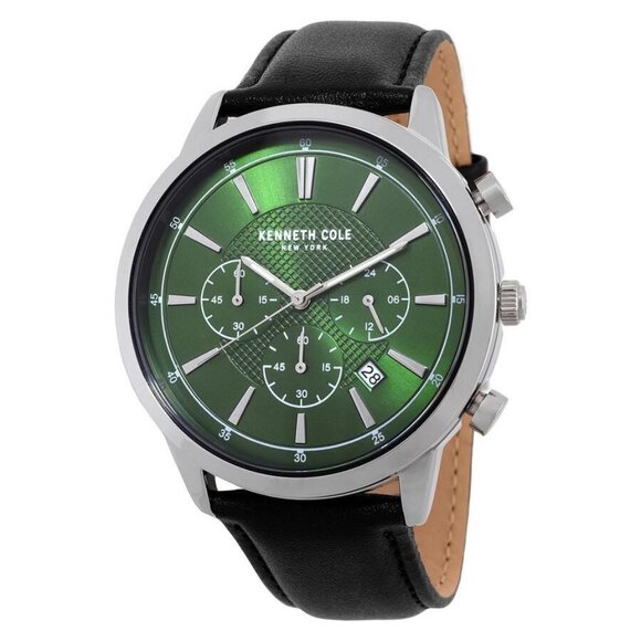 NWT Authentic Kenneth Cole New York Dress Sport Chronograph Quartz Green Dial Me - Picture 1 of 3